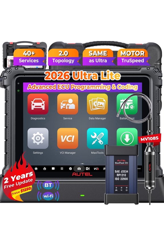MaxiCom Ultra Lite Scanner with PS100: Topology Mapping, Motor TruSpeed Repair, 40 Services, 2 Years Updates