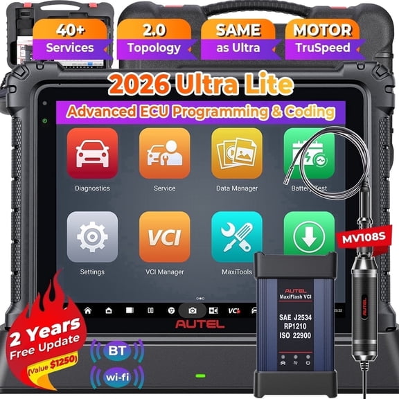 Autel MaxiCom Ultra Lite Scanner with PS100: Topology Mapping, Motor TruSpeed Repair, 40 Services, 2 Years Updates