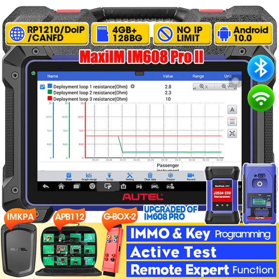 Autel MaxiIM IM608 Pro 2 Car Diagnostic Scan Tool IMMO Key Fob Programming with XP400 PRO, Advanced ECU Coding, CANFD/DoIP, with Free MKPA-KIT, G-BOX2 & APB112