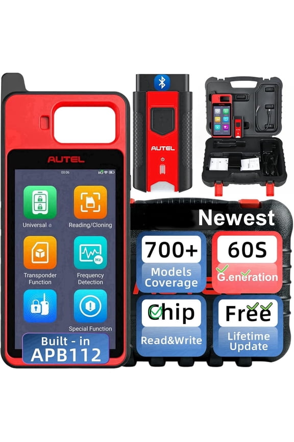 MaxiIM KM100 Key Fob Programming Immobilizer Tool 2025 Version Lite of IM508 IM608 with 2pcs Blank Programmable Key 60s Key Creation IMMO Learning Chip Read/ Edit/ Clone Frequency Detection