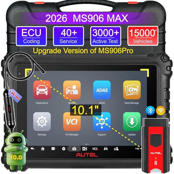 Autel MaxiSYS MS906MAX Scanner, 2026 10.1" MS906 MAX 2.0 Upgrade of MS906 PRO MP900BT MS906BT MS908S MK908, OE-Level Bidirectional Scan Tool, 40+ Reset, 3000+ Active Test, All-System, CAN FD DoIP