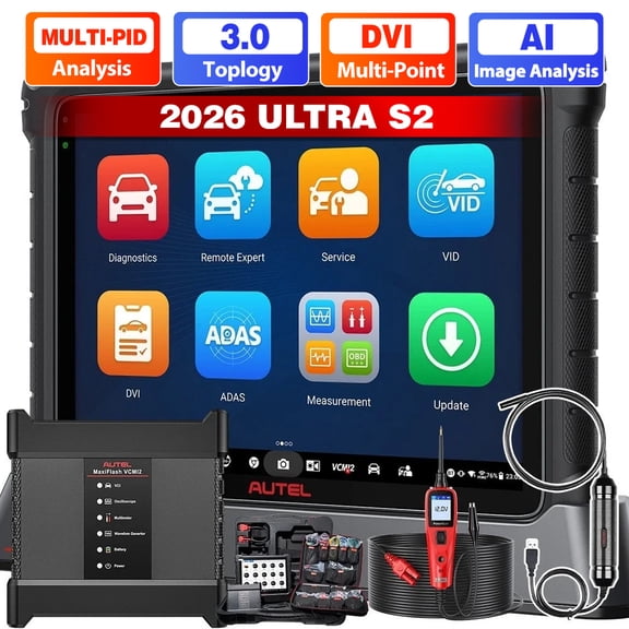 Autel MaxiSYS Ultra S2 AI Scanner, 2026 UltraS2 Top Intelligent Scan Tool, 6-in-1 VCMI2, Up of MSUltra Ultra EV, Topology 3.0 & Multi-Point DVI, EV Test, Motor Truspeed, 48+ Service