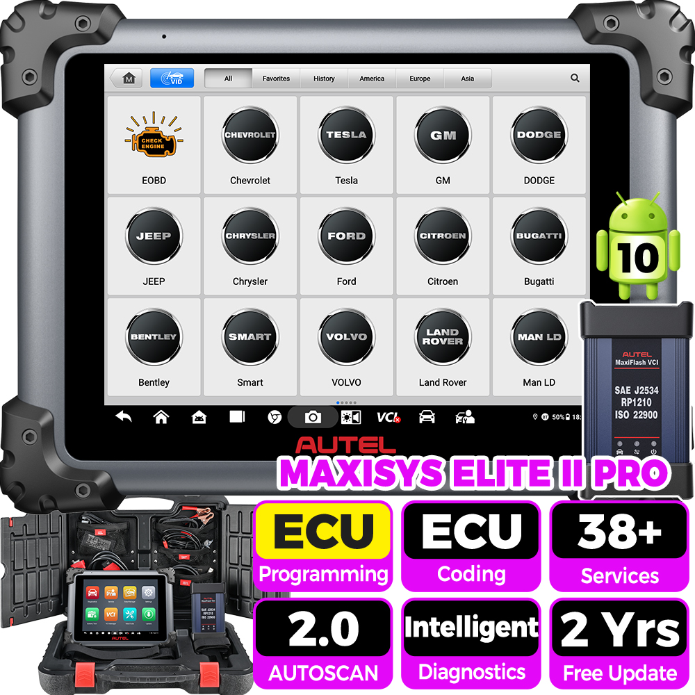 Autel MaxiSys Elite II Pro Automotive Diagnostic Scanner Intelligent Diagnostic 2.0, 40+ Services, CAN FD & DoIP, J2534 Programming Coding, 2-Year Free Update New Ver. of Ultra/ MS919/ MS909 - image 1 of 9