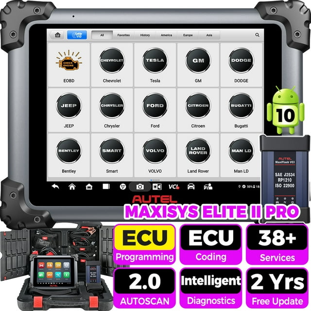 Autel MaxiSys Elite II Pro Automotive Diagnostic Scanner Intelligent Diagnostic 2.0, 40+ Services, CAN FD & DoIP, J2534 Programming Coding, 2-Year Free Update New Ver. of Ultra/ MS919/ MS909