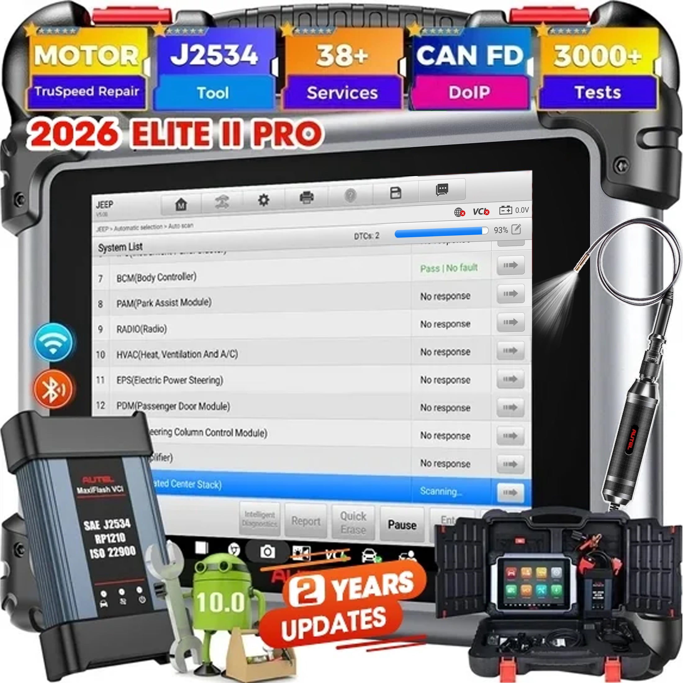 2026 Autel Scanner MaxiSys Elite 2 PRO,Bidirectional Diagnostic Scan Tool as Ultra MS919 Up of MK908P, 40+ Service, 3000+ Active Tests, CANFD DoIP
