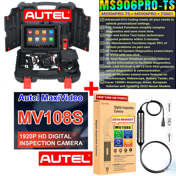Autel MaxiSys MS906 PRO-TS OBD2 Scanner, 2024 Up of MP900TS MS906 Pro MS906TS MK900 MX900, All System Diagnostic Scan Tool, Pro ECU Coding, 36+ Service, TPMS Program, 3000+ Active Test, CAN FD & DOIP