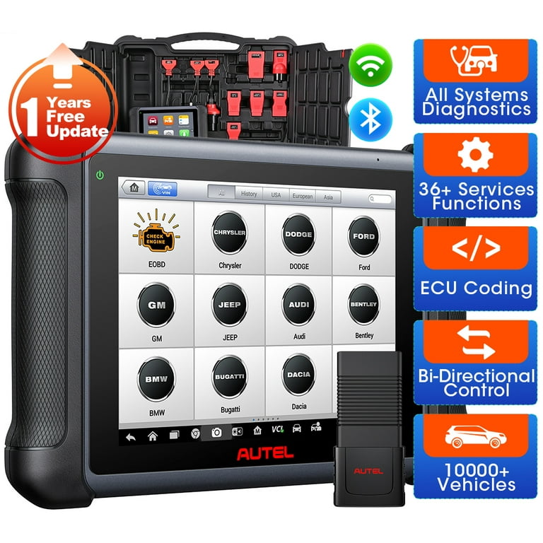 Autel MaxiSys MS906S Car Diagnostic Scanner Tool All System Diagnosis with  BT WiFi, ECU Coding, Active Test, FCA Autoauth