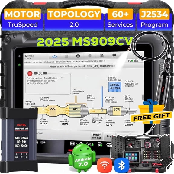 Autel MaxiSys MS909CV Truck Scanner, Intelligent Scanner for Commercial/Heavy Duty Truck, 3K+ Test, 64 Service, Auto Scan 2.0