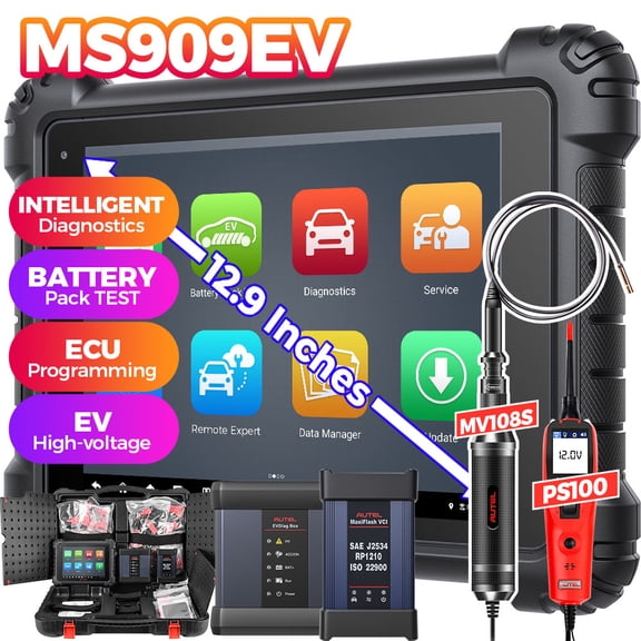 Autel Scanner MaxiSys MS909EV Intelligent EV Diagnostic Scanner, Same as Ultra EV with EVDiag Kit, High Voltage System & Battery Analysis