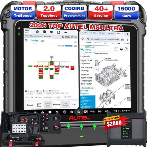Autel MaxiSYS Ultra Scanner: Intelligent Scan Tool with 40+ Service, 5-in-1 VCMI, ECU Pr0gramming and C0ding, 3000+ Active Tests
