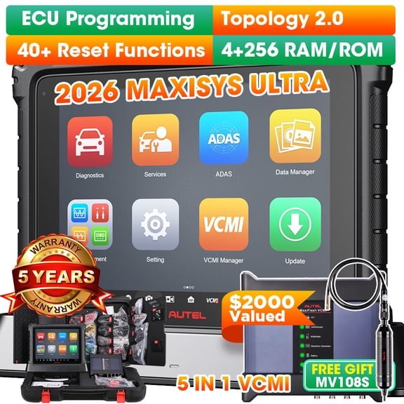 Autel MaxiSYS Ultra Scanner:Intelligent Scan Tool with 40+ Service, 5-in-1 VCMI,ECU Programming & Coding, Upgraded of Ultra Lite Elite II Pro MS919 Ultra EV
