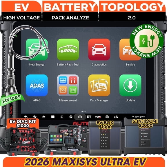OBD2 Scanner Autel MaxiSys Ultra EV, High Voltage Battery Pack Analysis, Motor TruSpeed Repair, with EVDiag Box, E''CU Pr0gramming, 5-in-1 VCMI, 3000+ Active Tests, 40+ Reset