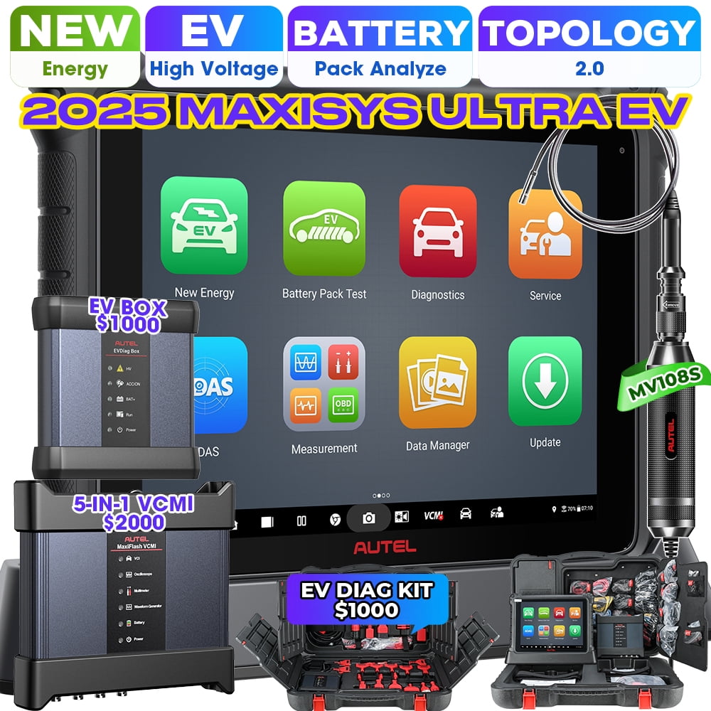 Autel MaxiSys Ultra EV OBD2 Scanner, Diagnostic Scan Tool, High Voltage Battery Pack Analysis, Motor TruSpeed Repair, Better Ultra MS919 MS909, w/EVDiag Box, ECU Programming, 5-in-1 VCMI, 40+ Reset