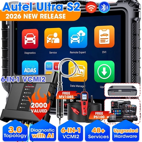 Autel MaxiSys Ultra S2 Scanner With Free MV105S & TS508WF, Intelligen Scan Diagnostic with AI,Up of MSUltra/ MS919,48+ Service