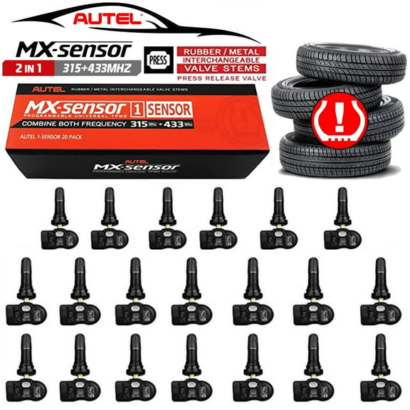 Autel MaxiTPMS MX Sensor 20 pcs Universal Tire Sensor with OBD Scanner Double Frequency 315MHz and 433MHz TPMS Sensor Rubber Programmable by TS508 TS408 TS508WF TS608 MS906TS ITS600 MS906PRO-TS