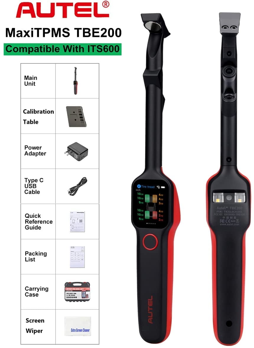 Autel MaxiTPMS TBE200 2025 Version Tire Brake Examiner Laser Tire Tread Depth & Brake Disc Wear Check/Analysis Dual Camera Accuracy of 0.1 mm Real-time Data Work with ITS600 No Need To Remove Tire