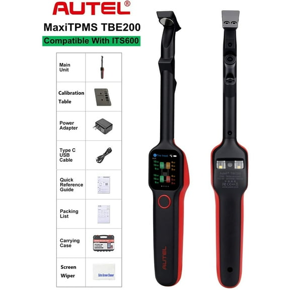 Autel MaxiTPMS TBE200 2025 Version Tire Brake Examiner Laser Tire Tread Depth & Brake Disc Wear Check/Analysis Dual Camera Accuracy of 0.1 mm Real-time Data Work with ITS600 No Need To Remove Tire