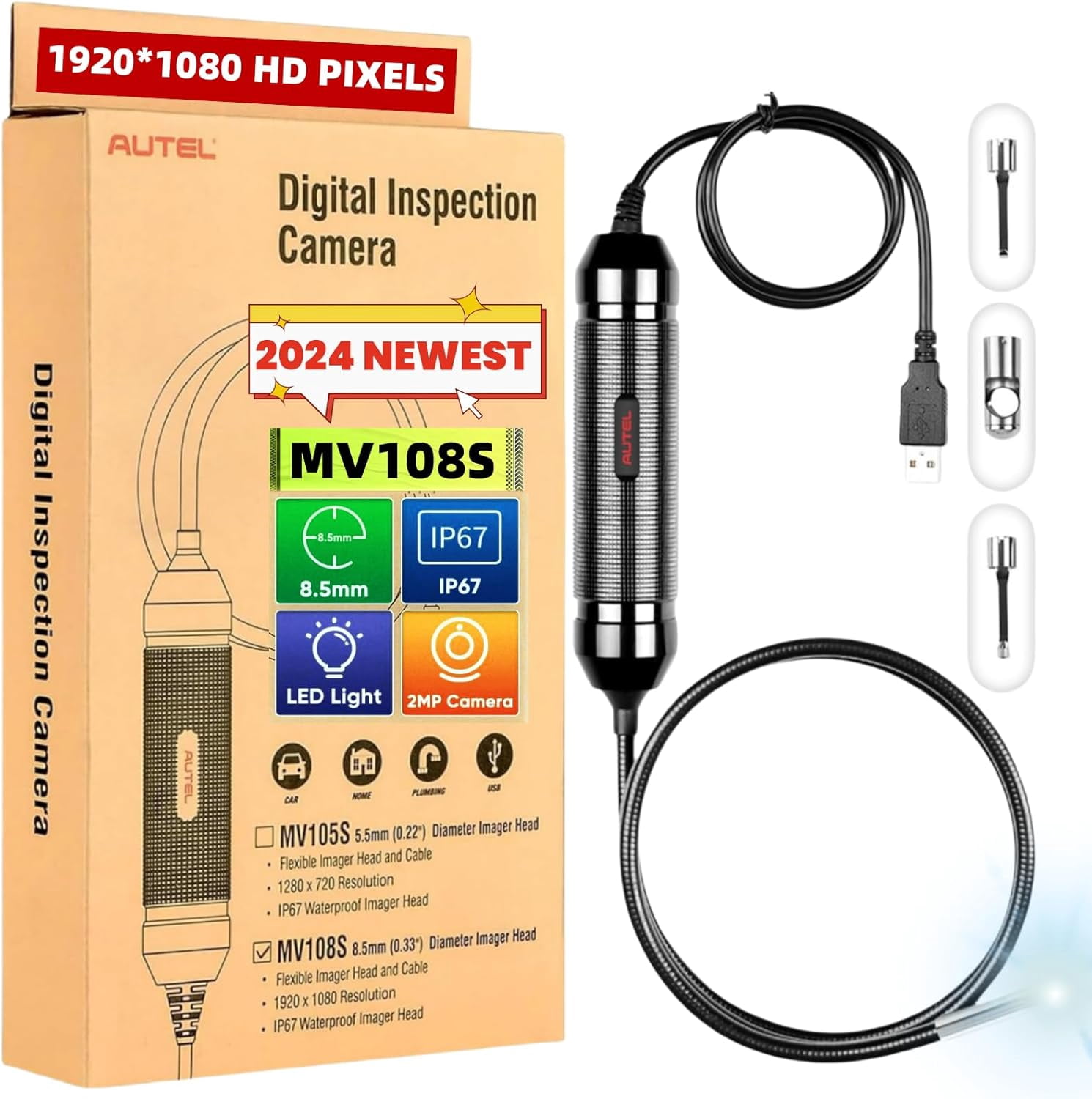 Autel MaxiVideo MV108 Digital Inspection Camera Work with PC MS906S ...