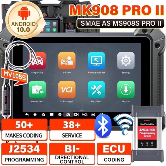 Autel Maxicom MK908 Pro II Scanner 2025, Same As Maxisys MS908S PRO II w/ J2534 Programming ECU Coding, AutoScan 2.0, Bi-Directional, 38+ Services