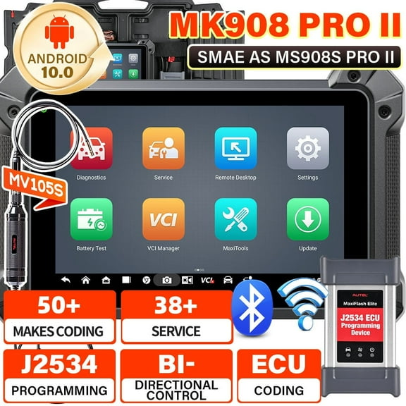 Autel Maxicom MK908 Pro II Scanner 2025, Same As Maxisys MS908S PRO II w/ J2534 Programming ECU Coding, AutoScan 2.0, Bi-Directional, 38+ Services