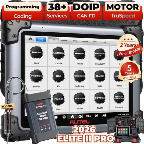 Autel MaxiSys Elite II Pro Scanner with Free MV108S, Diagnostic Scan Tool, J2534 Reprogramming Tool, 40 Reset Service