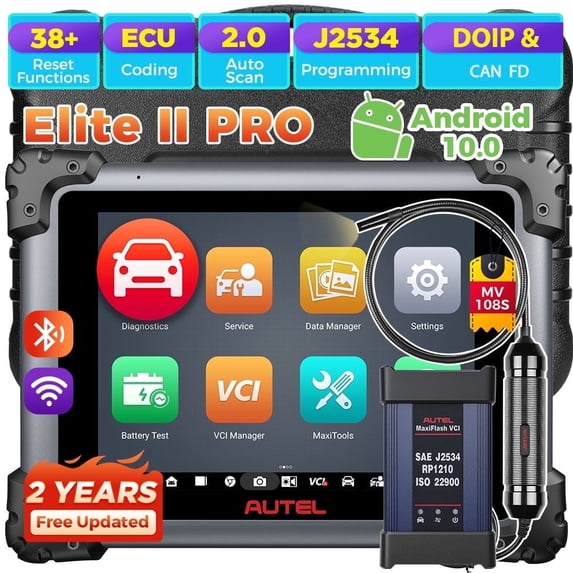 Autel OBD2 Scanner MaxiSys Elite II Pro with Free MV108S, J2534 Tool , Motor TruSpeed Repair, 40+ Resets, 3K+ Active Test, Support DOIP CANFD