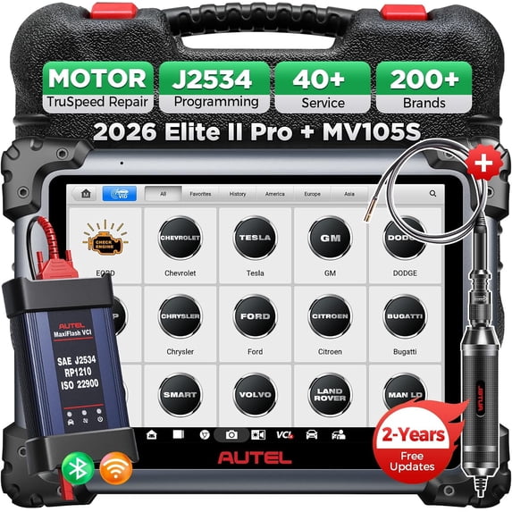 Autel Maxisys Elite 2 Pro MV105S Car Diagnostic Scan Tool, Intelligent Diagnostic 2.0, 38+ Resets, 3000+ Active Test, 2-Year Updates