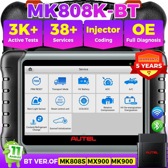 Autel Scanner MaxiCOM MK808K-BT Bidirectional Car Diagnostic Scanner All System Scan Active Test, 28+ Service , FCA SGW Cars, OS11 Updated of MK808BT MK808S MX808S