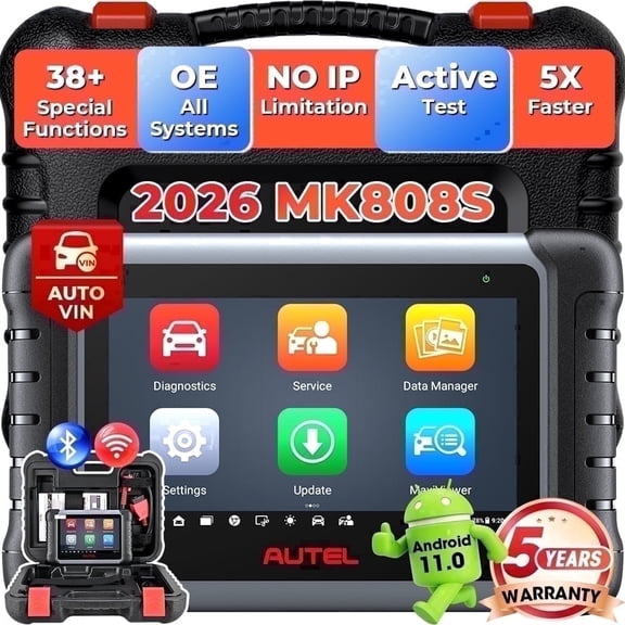 Autel OBD2 Scanner MK808S, Bidirectional Scan Tool, OE All System Diagnostics, 28+ Service for 200+ Brands, 3000+Active Tests, Auto Scan and Autovin