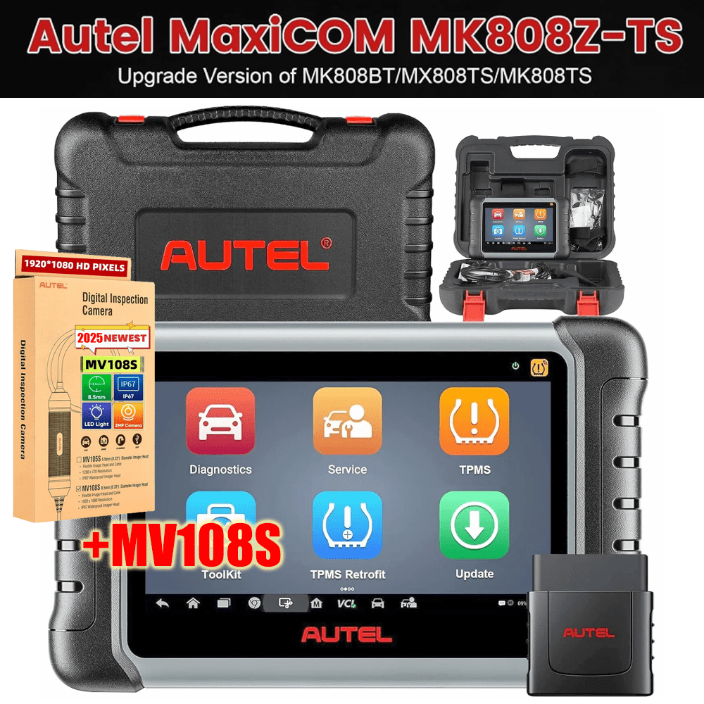 Autel Scanner MaxiCOM MK808Z-TS: Android 11 Based Bi-Directional TPMS Tool, Updated of MK808TS/MK808BT/TS608Pro with Active Test, 28+ Service, Bluetooth All Systems Diagnoses, Advanced TPMS Features