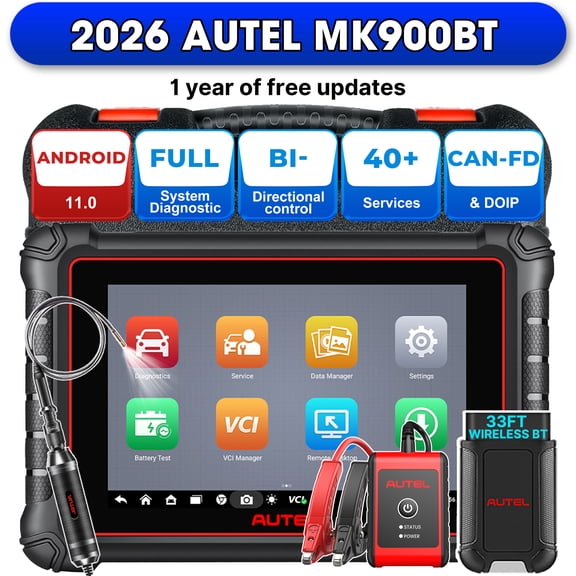 Autel Scanner MaxiCOM MK900BT, 2026 MK900-BT Bidirectional Diagnostic Scan Tool, 2.0 BT Ver. of MK900 MX900, 40+ Reset, 3K+ Active Tests, CAN FD & DoIP, FCA