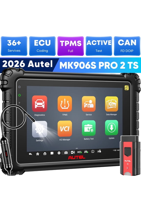 MaxiCOM MK906 PRO2-TS Scanner: 2026 Multilingual of MS906 PRO2-TS, 2.0 Up of MS906 PRO TS MK906PRO-TS MP900TS MS906PRO MS906MAX, TPMS 2.0 , 3K+ Bidirectional 40+ Reset, DoIP CAN FD