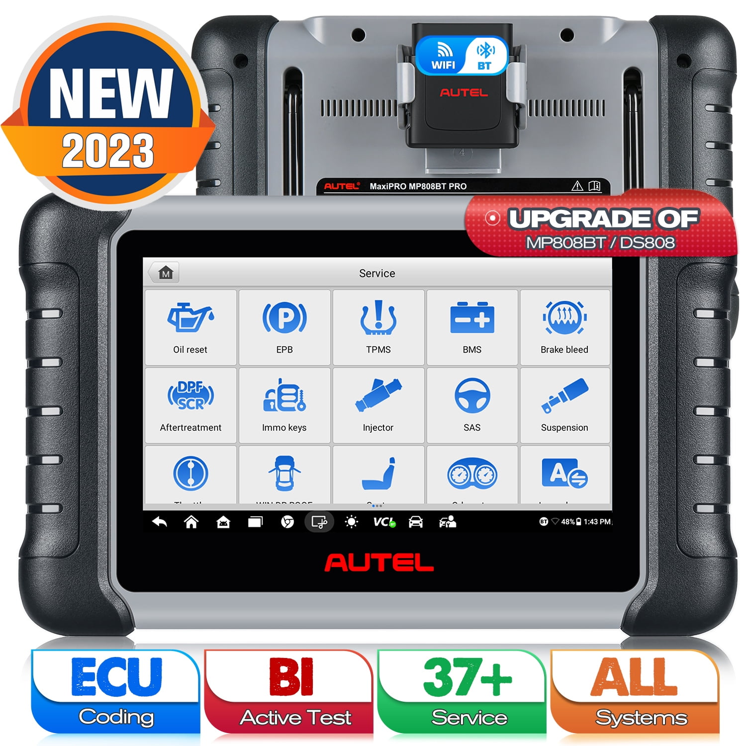  2023 Newest Autel MaxiPRO MP808S Car Diagnostic Scan Tool,  Scanner with Bi-Directional Control, 30+ Services, ECU Coding, Upgraded  Version of MP808K/MP808BT/DS808, Work with MV108S, 2-Year Free Update :  Automotive