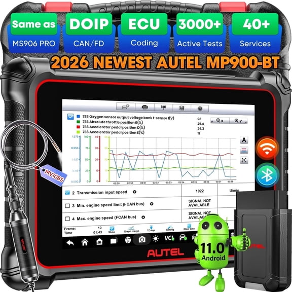 Autel Scanner MaxiPRO MP900BT - 2026 MP900-BT Up of MP900, w/MV108S DoIP CAN FD, Advanced Diagnostic Scan Tool , 3000+ Test, 40+ Reset, OS11, FCA SGW