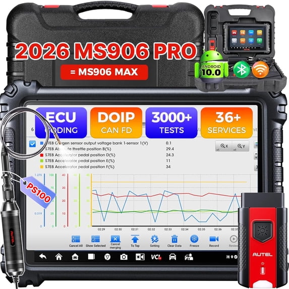 Autel Scanner MaxiSys MS906 PRO, 2026 MS906PRO Same as MS906MAX, 2.0 of MS908S MS906BT MK908 II, DoIP CAN FD, 36+ Service, 3000+ Active Tests, Auto Scan 2.0, OE Bidirectional Diagnostic, 4G/128G, FCA