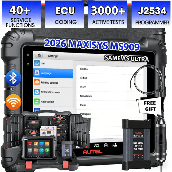 Autel Scanner MaxiSys MS909 Top Intelligent Diagnostic Scan Tool Topology 2.0,  40+ Service, Active Tests, 2 Year Free Update, Same as MS Ultra MS919