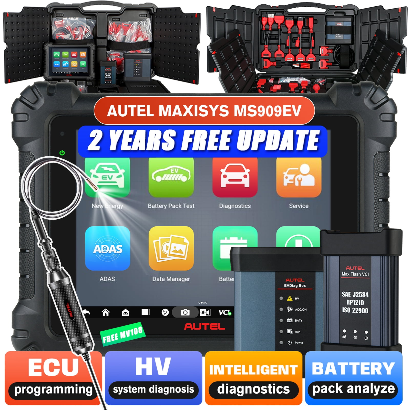 Autel Scanner Maxisys MS909EV Intelligent EV Diagnostics Scan Tool with ...