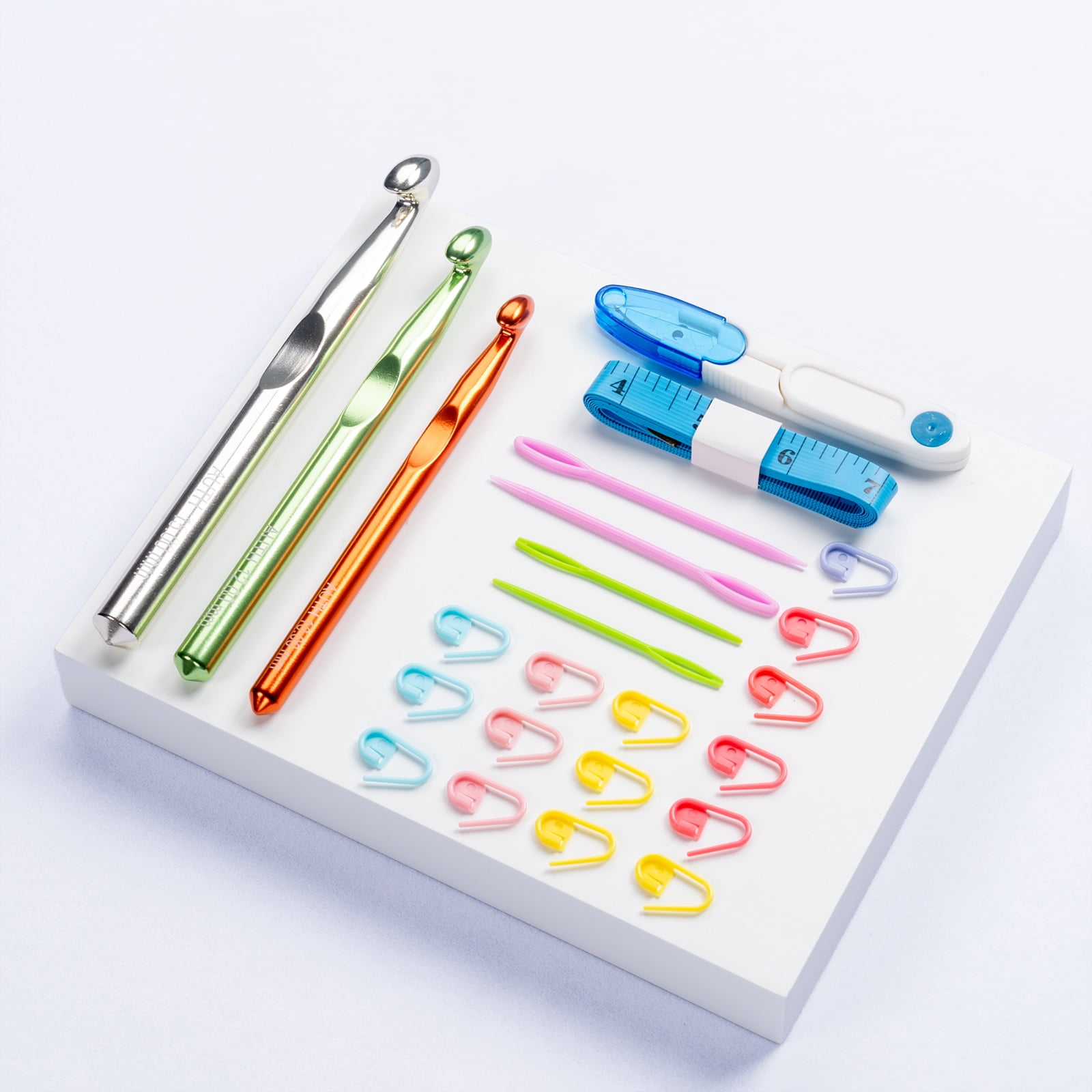 Auth Crochet Kits for Beginners Adults, Ergonomic Soft Grip Aluminum Handle for Arthritic Hands, Crochet Hooks Set with Knitting Accessories