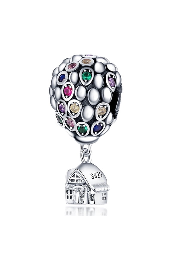 925 Sterling Silver Air Balloon Up House Charm For Bracelet & Necklace