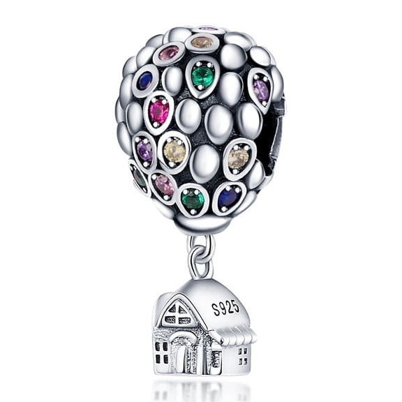ROSIANNA 925 Sterling Silver Air Balloon Up House Charm For Bracelet & Necklace