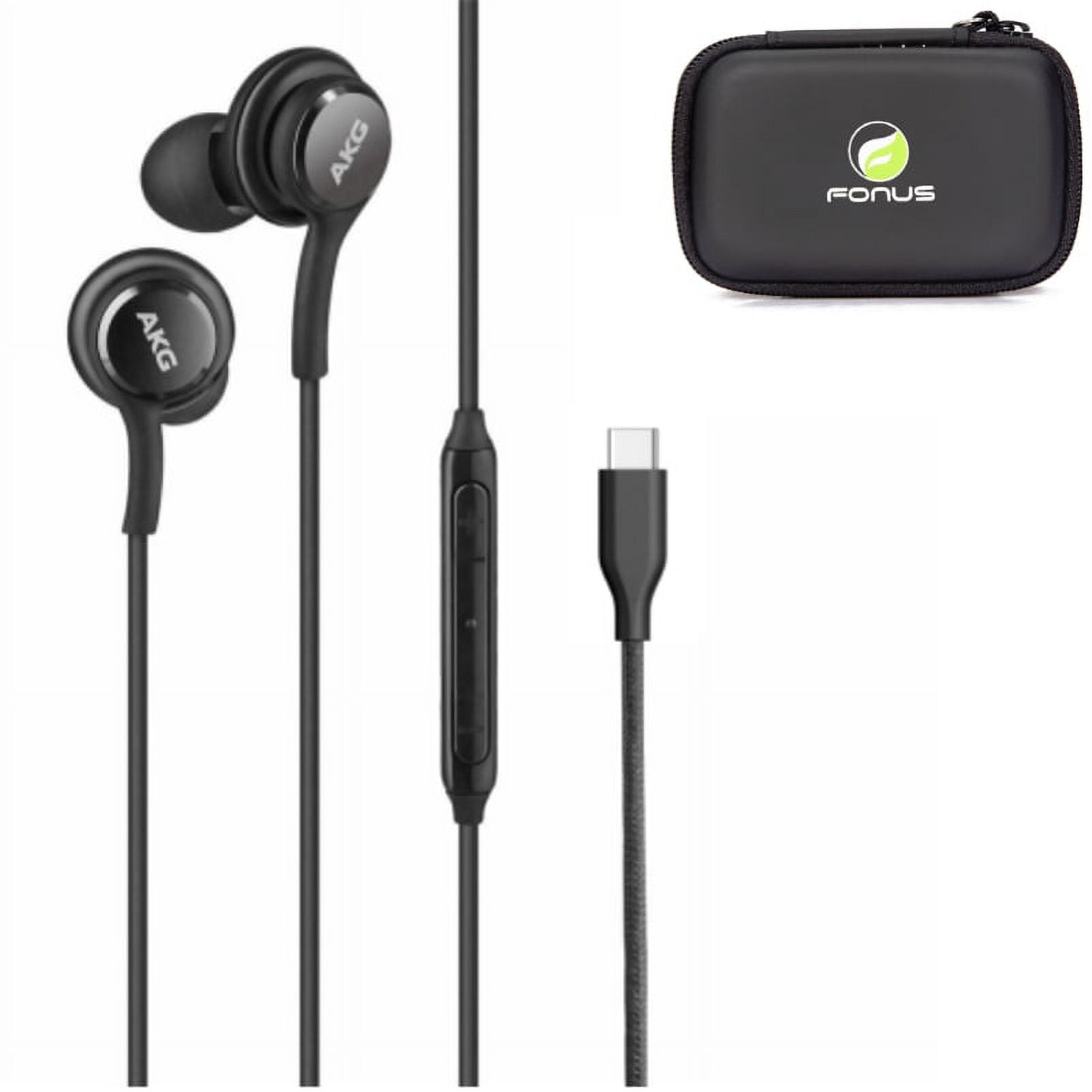 Authentic AKG TYPE-C Earphones w Hard Cover Carry Case for Google Pixel 5/4/XL Phones - Headphones USB-C Earbuds,  Z1V Compatible With Pixel 5/4/XL Models