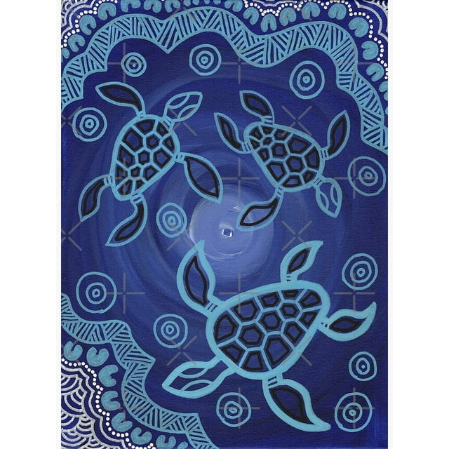 Authentic Aboriginal Art - Sea Turtles Modern Art Decor Unframe ...