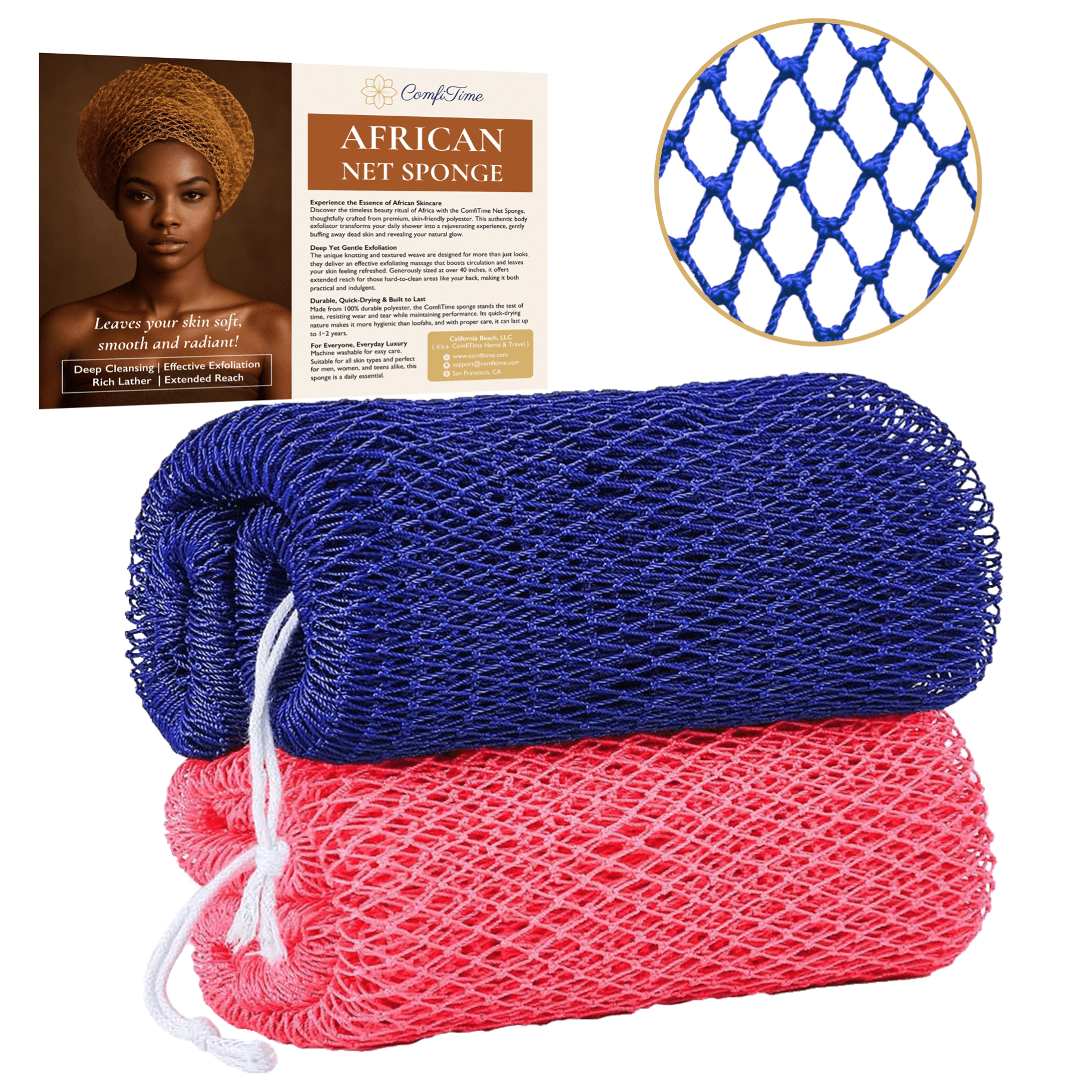 Comfitime Authentic African Net Sponge 2Pack