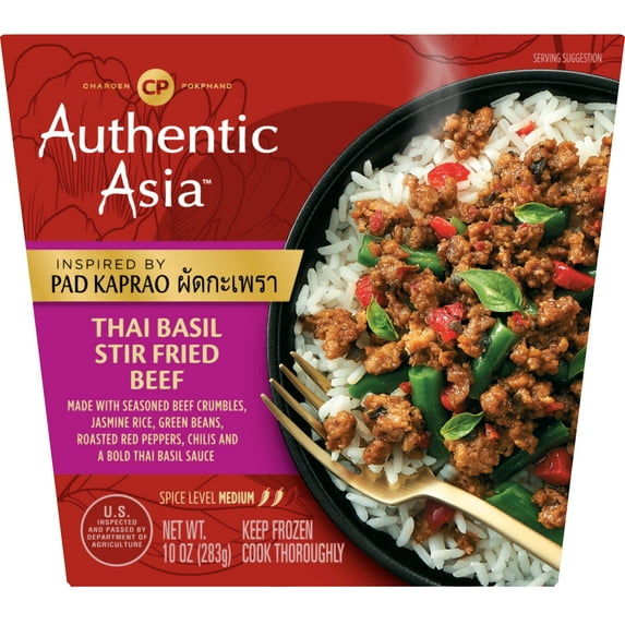 Authentic Asia Thai Basil Stir Fried Beef Meal 10oz (Frozen Dinner)