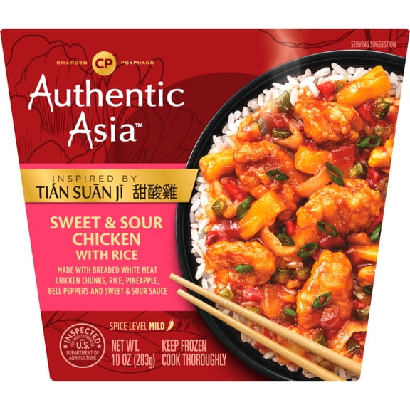 Authentic Asia Sweet & Sour Chicken with Rice Meal 10oz (Frozen Dinner)