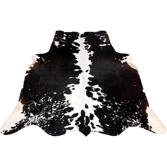 Authentic Black White Cowhide Rug, Natural Hair-on Leather Animal Hide, Durable Home Décor Piece, Ideal for Any Room