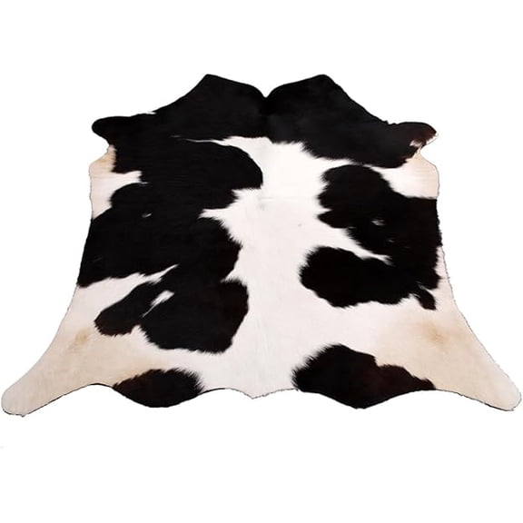 Authentic Black White Cowhide Rug, Natural Hair-on Leather Animal Hide, Durable Home Décor Piece, Ideal for Any Room