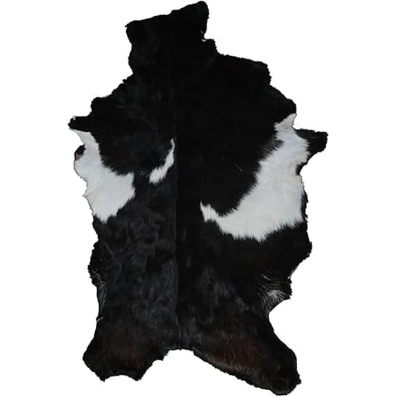 Authentic Black & White Goat Skin, Luxurious Goat Hide Rug, Hair on Leather Hide Rug | Genuine Goat Skin Throw Rug for Elegant and Sophisticated Home Interior Décor