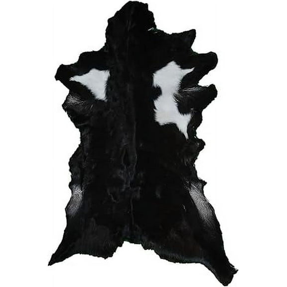 Authentic Brown and White Goat Hide Rug | 100% Genuine Hair-On Leather for Unique Living Spaces