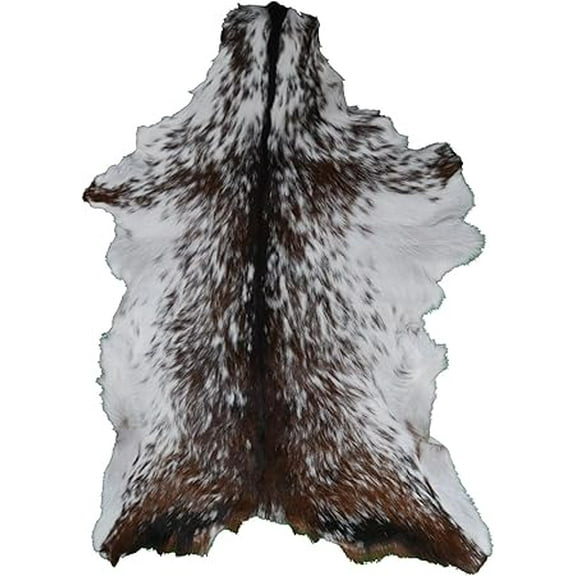 Authentic Brown and White Goat Hide Rug | Natural Hair-On Leather for Unique Rustic Style